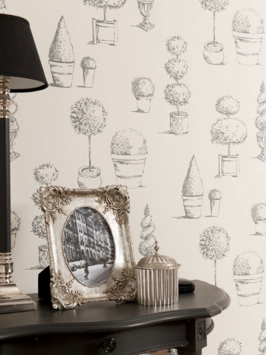 Topiary Charcoal Clarisse Wallpaper